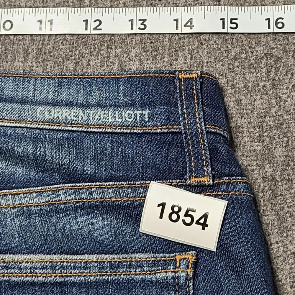 Current Elliott‎ The Stiletto Jeans Old Blue Repair Distressed Size 27